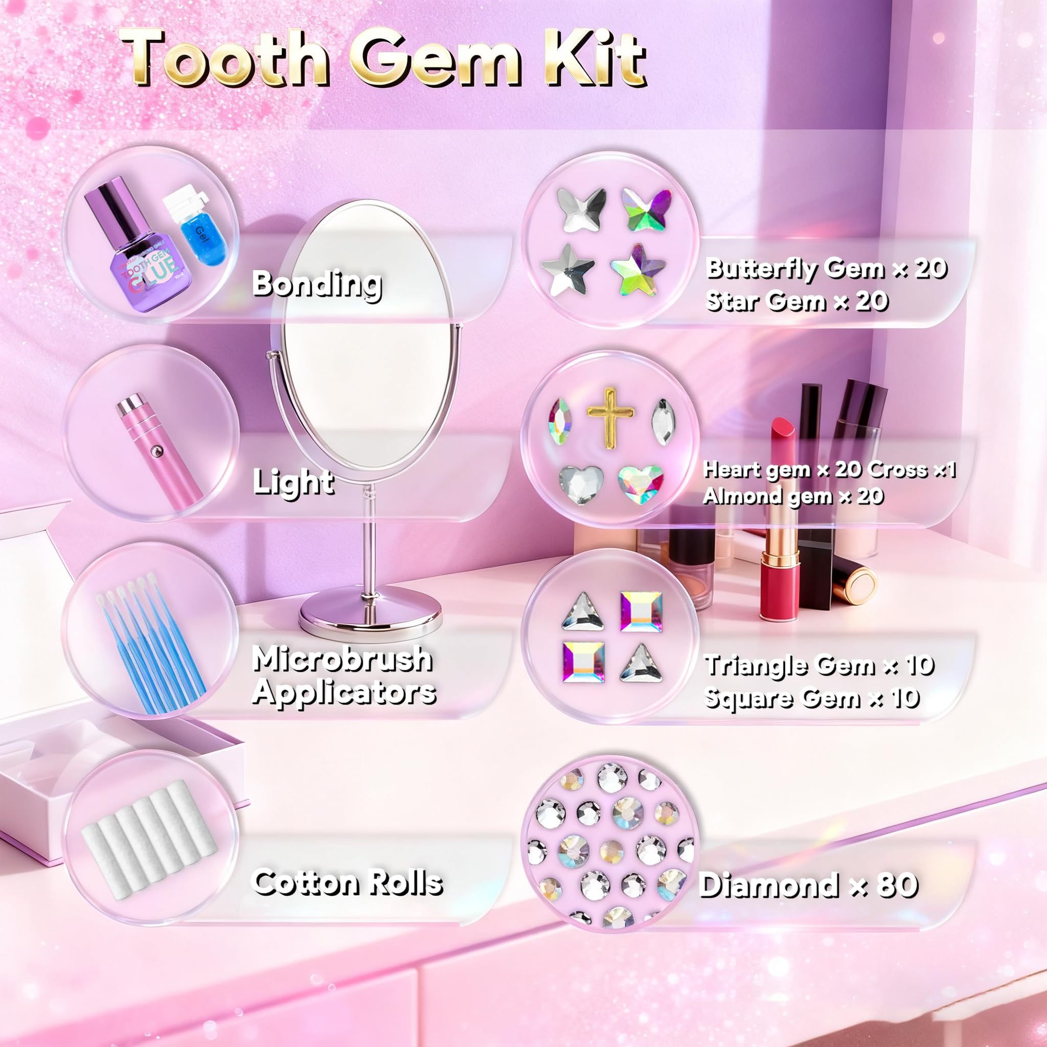 Amazon.com: Luretrap Y2K Trendy 30 Pieces Crystal Tooth Gem Kit